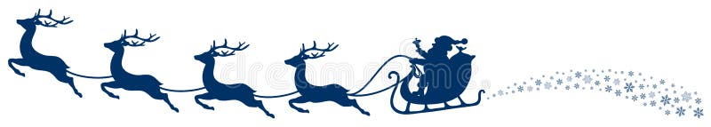 Christmas Sleigh Santa And Flying Reindeers Swirl Dark Blue stock illustration Christmas Sleigh Santa And Flying Reindeers Swirl Dark Blue stock illustration