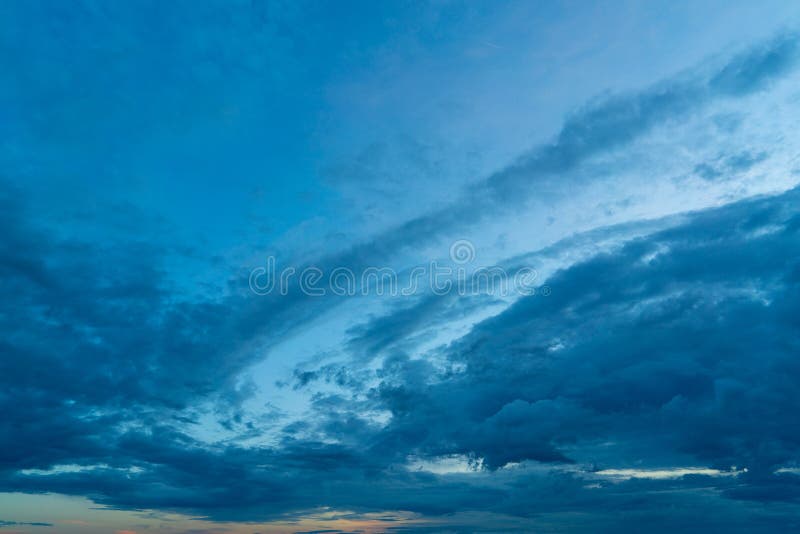Dark Blue Clouds in the Sunset Sky. Stock Image Image of evening