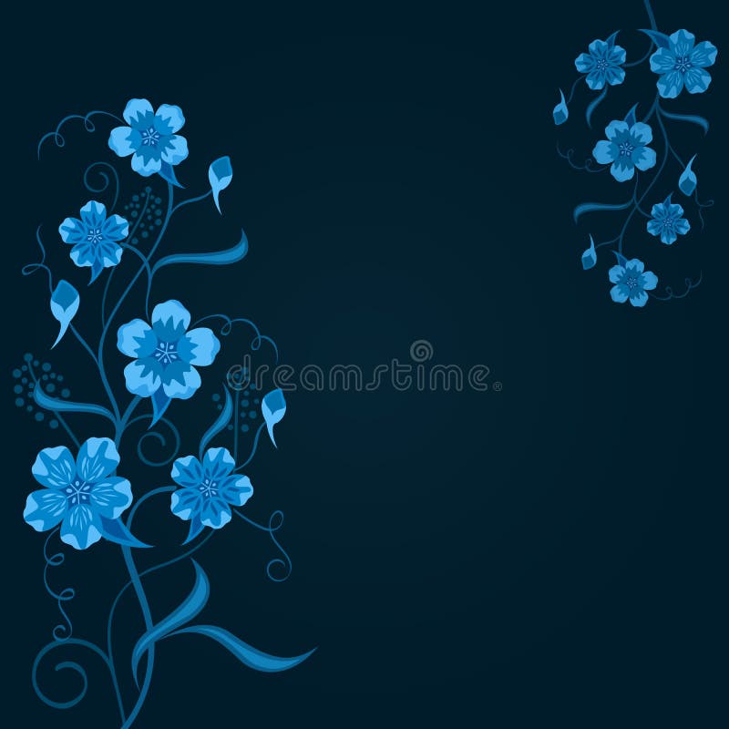 Dark Blue Floral Background Stock Vector Illustration of ornate, card