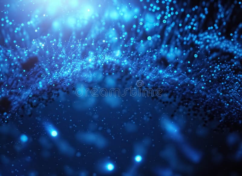 Dark blue and glow particle abstract background. Generative AI vector illustration