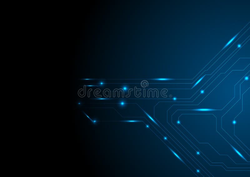 Dark blue glowing circuit board tech background stock illustration