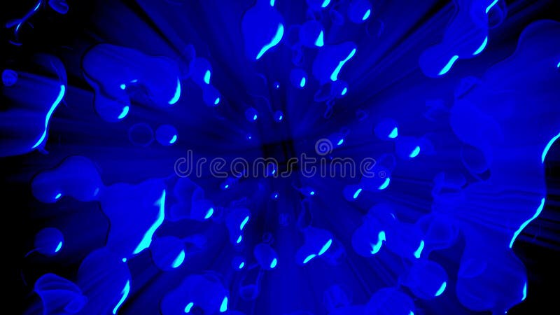 Dark blue hypnotic mesmerizin psychedelic background, fractal pattern, animated bubbles royalty free illustration