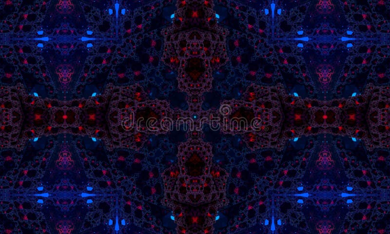 Dark blue and red kaleidoscope pattern. Beautiful mandala texture illustration design. Abstract kaleidoscope background vector illustration
