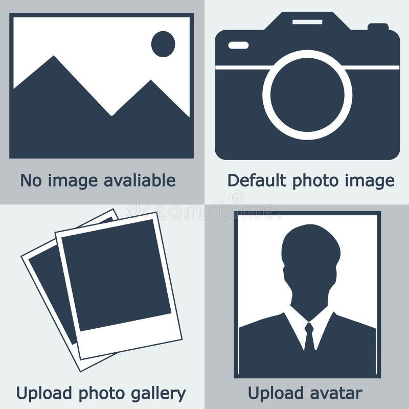 Tmavý modrý sada skládající se z ne obraz dostupný, ne prázdný obrázek,, fotografování ikona silueta z muž.