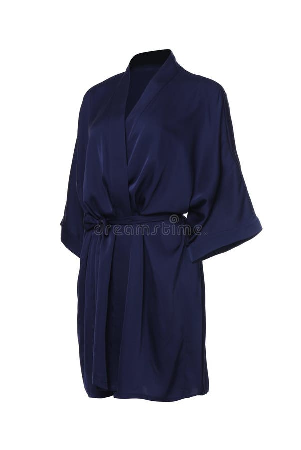 Dark Blue Silk Bathrobe Isolated on White Stock Photo Image of bath