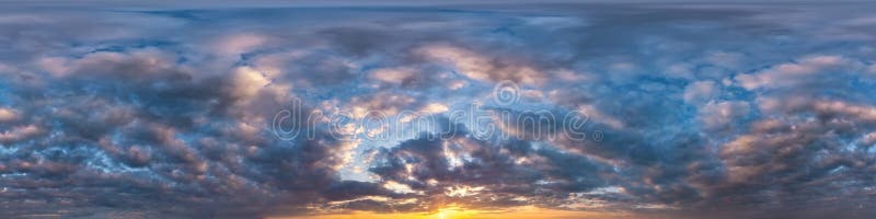 blue sky with beautiful clouds. Seamless hdri panorama 360 degrees