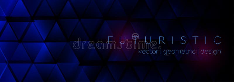 Dark Blue Technology Banner Background with Glossy Triangles Stock