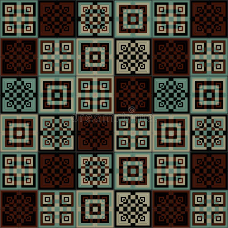 Dark Brown and Light Blue Square Cube Pattern Background Stock