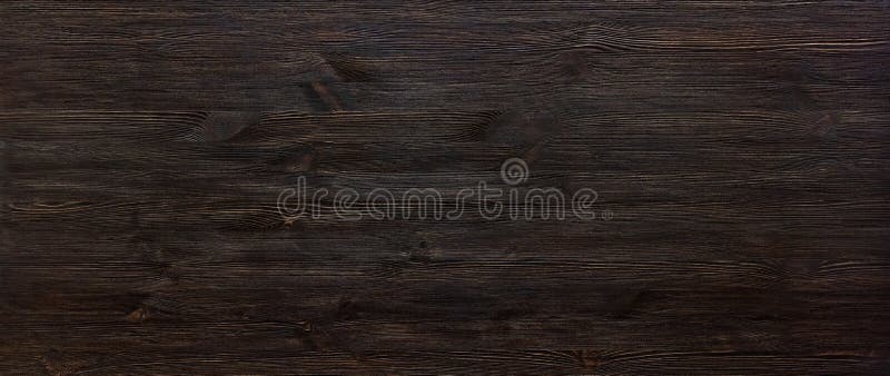 Dark brown painted wooden desk background table wide banner design header