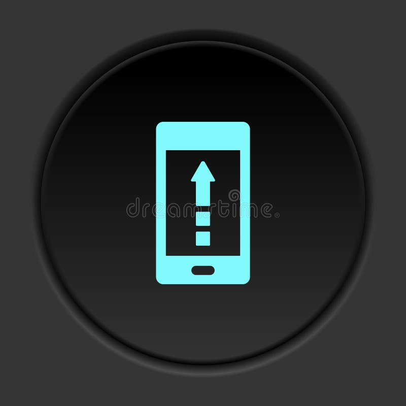 Dark button icon phone arrow up upload. Button banner round badge interface for application illustration stock illustration