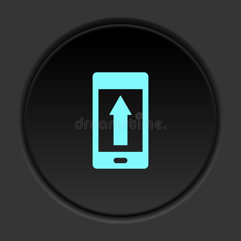 Dark button icon phone arrow up upload. Button banner round badge interface for application illustration stock illustration
