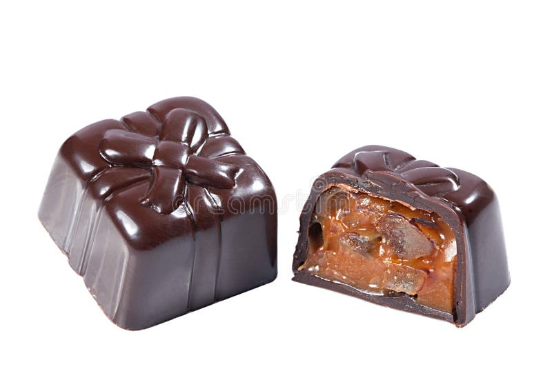 Dark Chocolate Candy with Caramel Filling Stock Image Image of