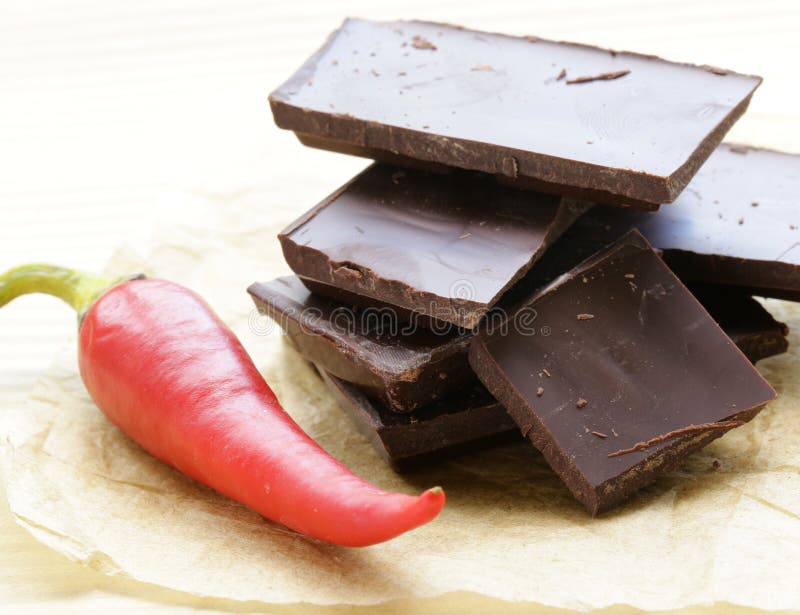 Dark Chocolate with Chili Pepper Stock Image Image of chili