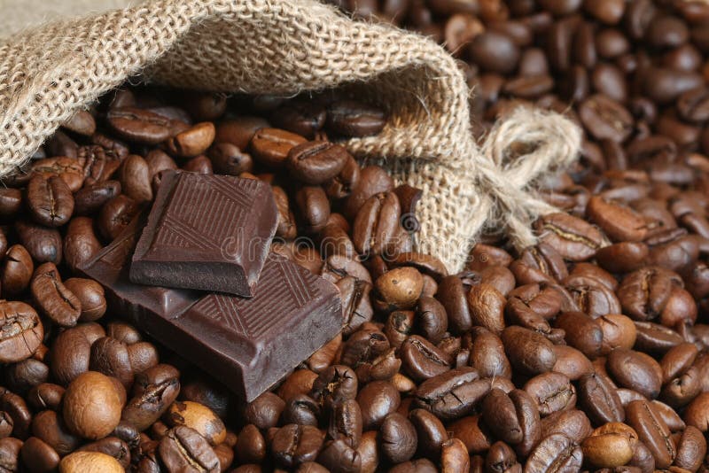 Dark Chocolate on Coffee Beans Stock Image Image of candy, healthy