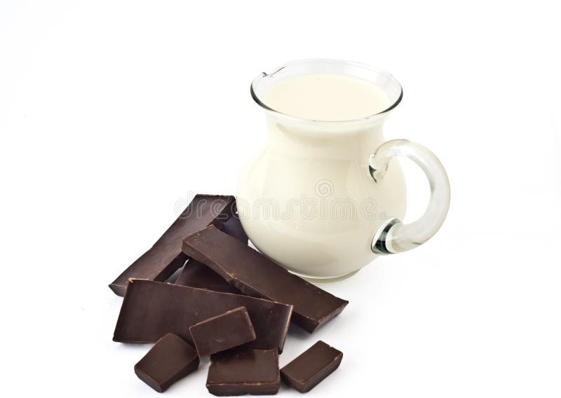 Dark chocolate and milk jug