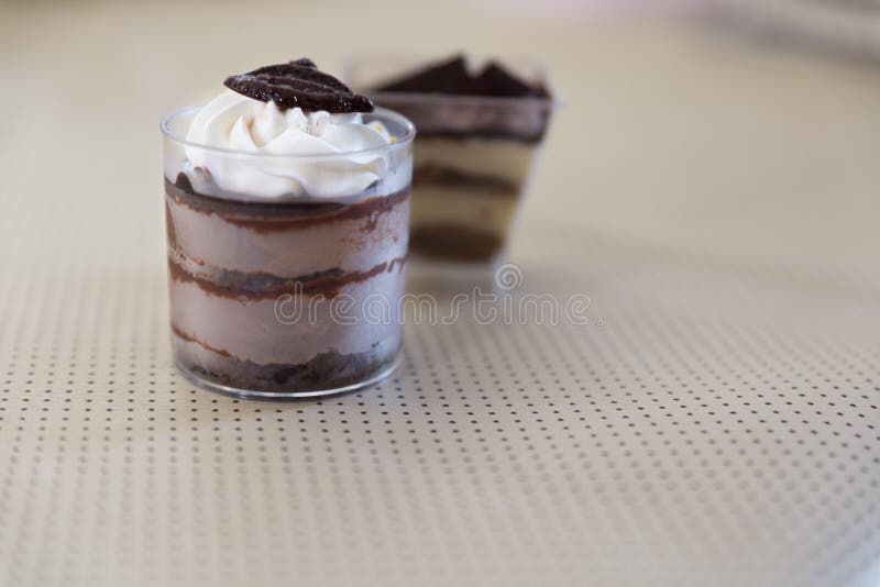 Dark Chocolate Mousse Cake with Whipping Cream Stock Photo Image of