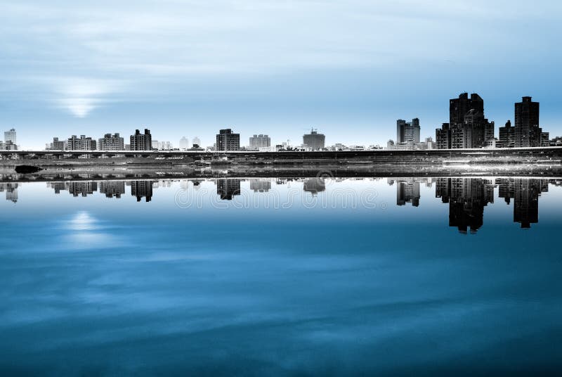 Dark city night stock image