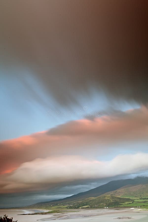 Dark clouds over Irish coast Dingle peninsula