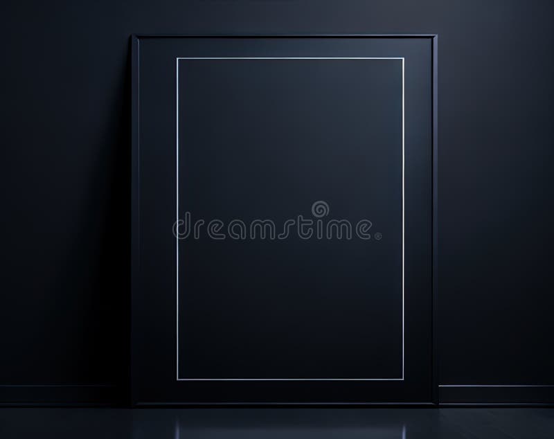 Dark concrete empty frame with black wall. modern architecture background. 3 d render, 3 d illustration, 3 d render. stock illustration