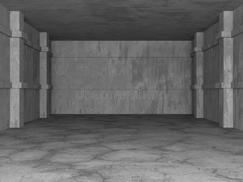 Dark Concrete Wall Architecture. Empty Room Stock Illustration