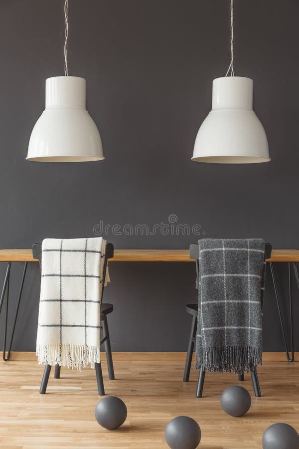 Dark Dining Room with Blankets Stock Image Image of white, blankets