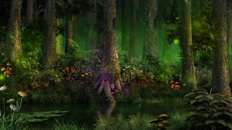 Dark fairytale forest royalty free illustration