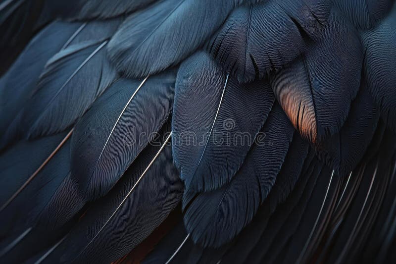 Dark Feathers Overlap Creating Textured Pattern, Soft Light and Shadow Play. Avian Elegance royalty free stock photos
