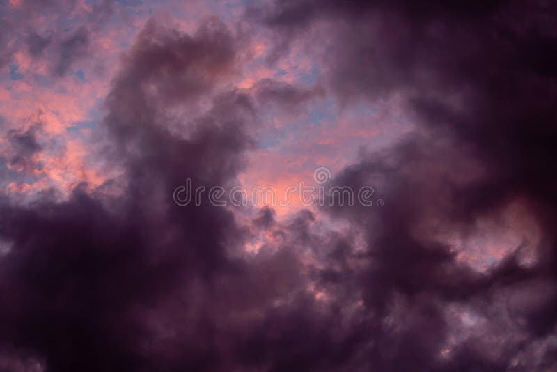 Dark fluffy clouds in sky stock image. Image of summer - 163729645