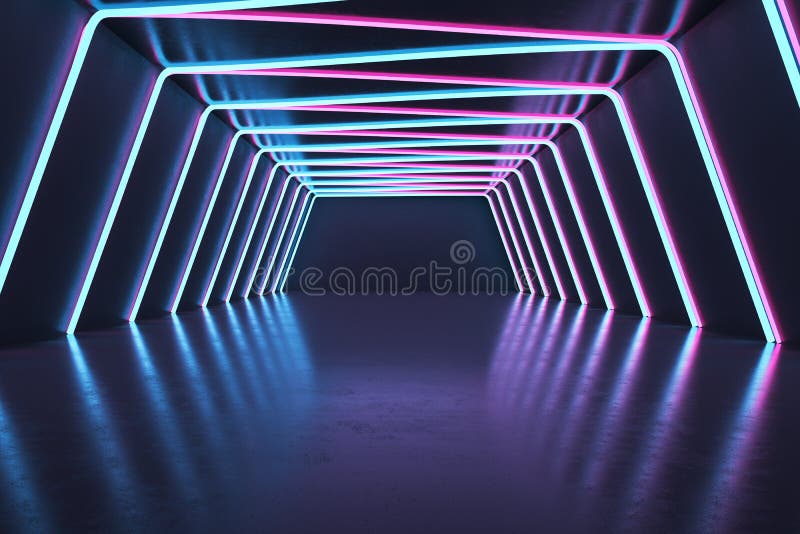 Dark Futuristic Interior with Neon Lights. Design Concept Stock ...
