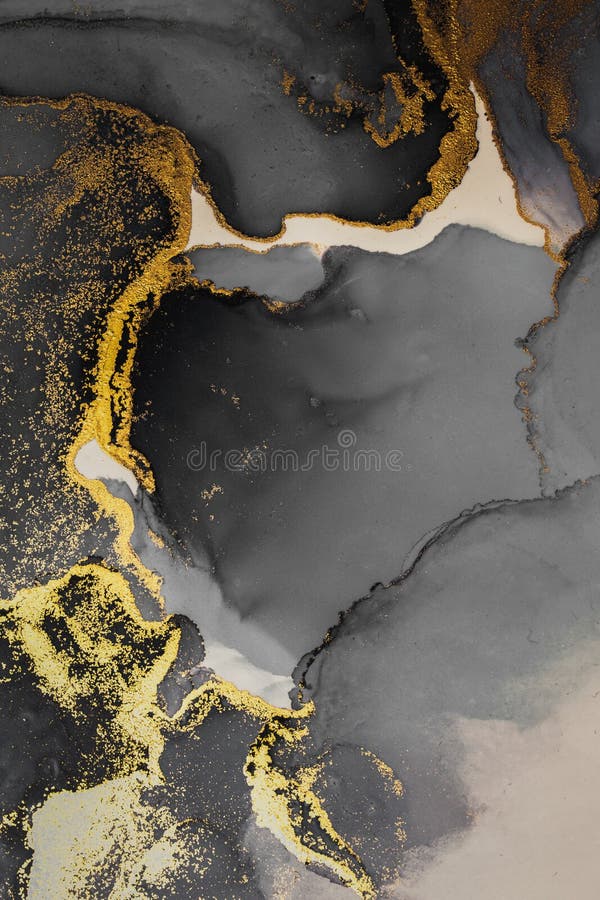 Dark Gold Abstract Background of Marble Liquid Ink Art Painting on ...