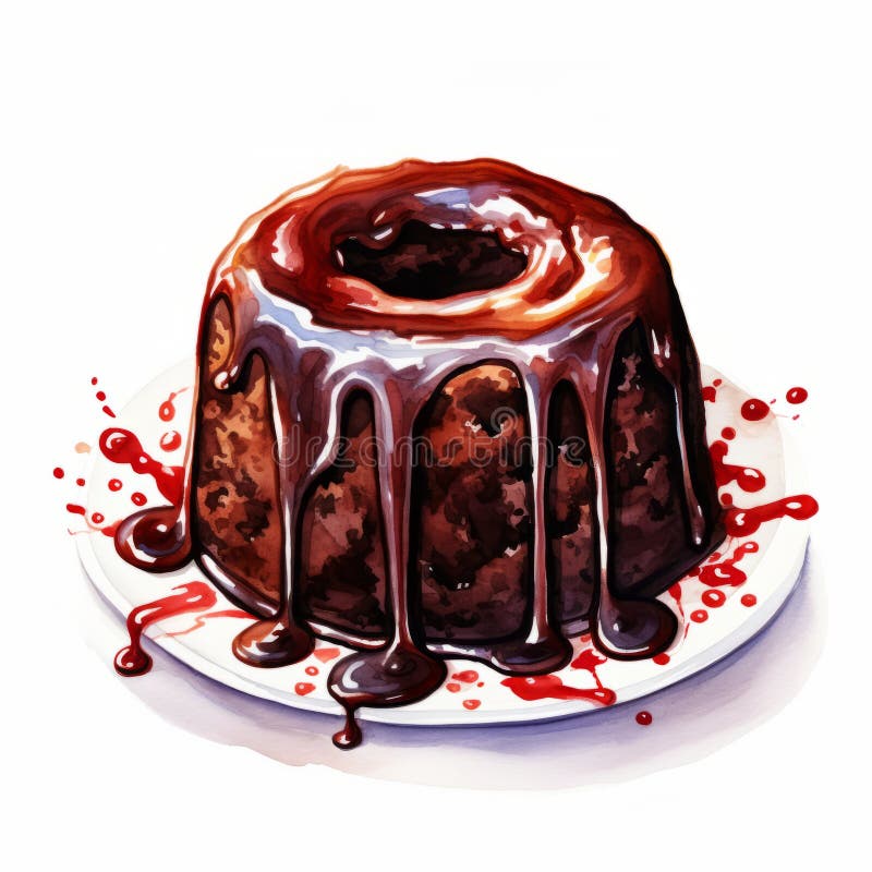 Dark and Gothic Watercolor Illustration of a Spilling Cake Stock ...