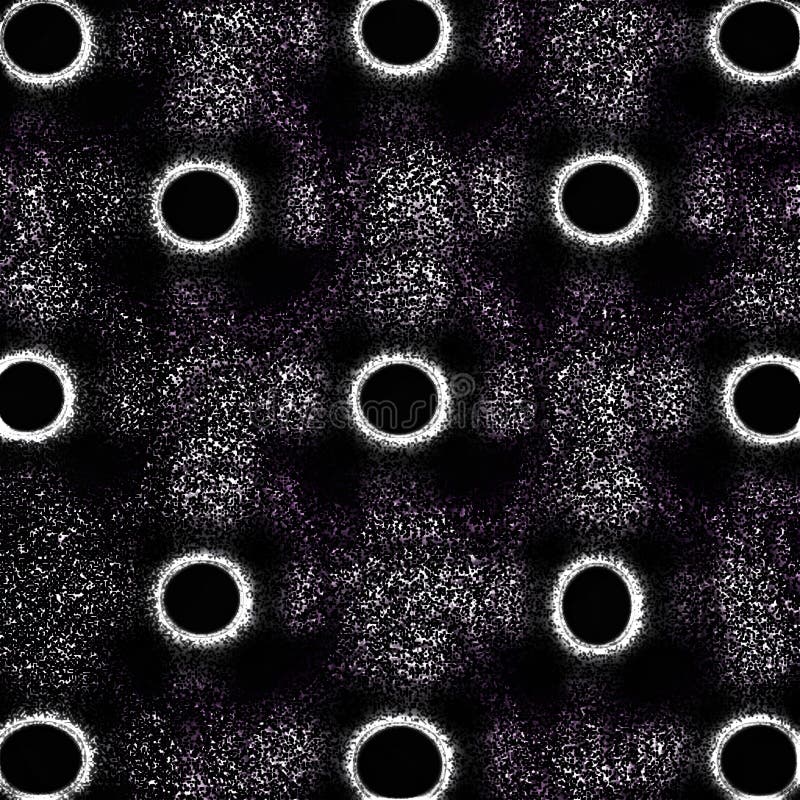 A dark, grainy pattern with an array of glowing black circles. royalty free illustration