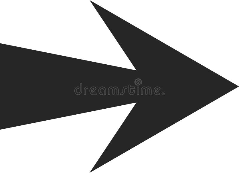 Dark gray arrow pointing right, isolated on a clean white background, symbolizing direction, progress, and forward movement in royalty free illustration