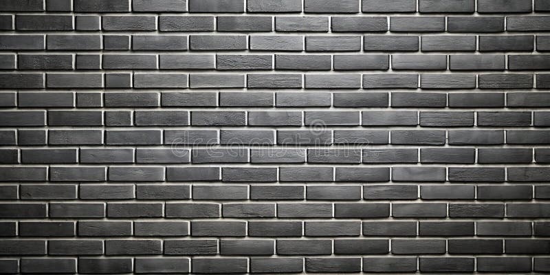 Dark gray brick wall texture background image for design projects. Generative AI stock illustration