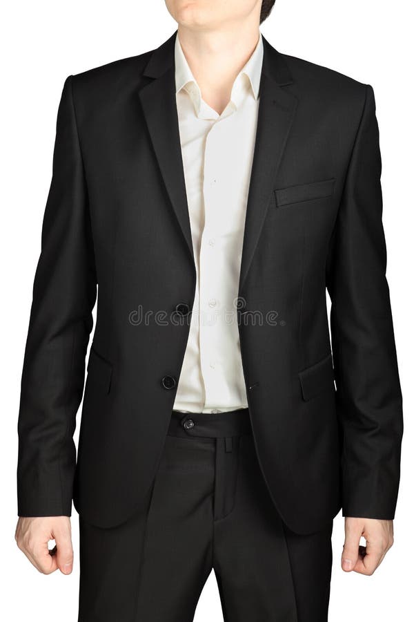 Black Suit White Shirt No Tie