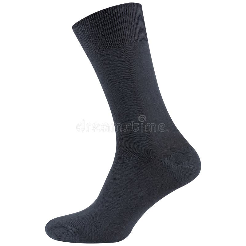 Dark Gray Long Men`s Sock, with a Wide Elastic Band, on a White