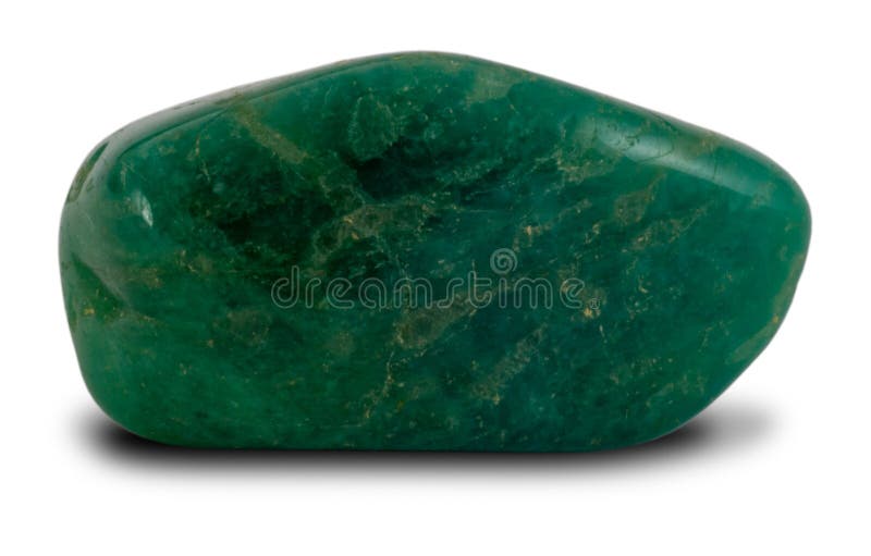 Dark Green Amazonite Gemstone, Isolated on White Background Stock Image