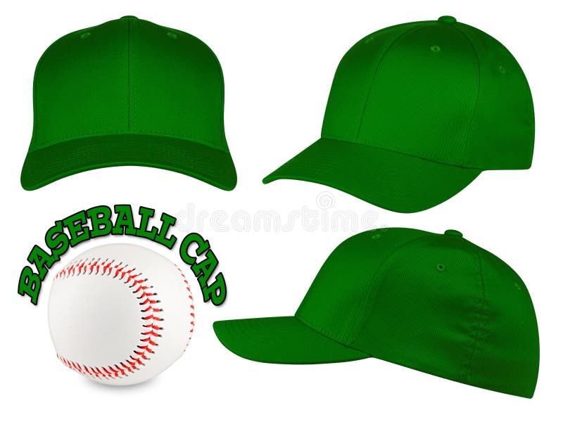 Dark green baseball cap set royalty free stock photo