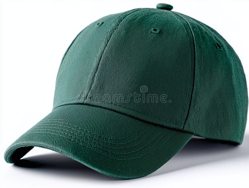 A dark green baseball cap on a white background stock photos