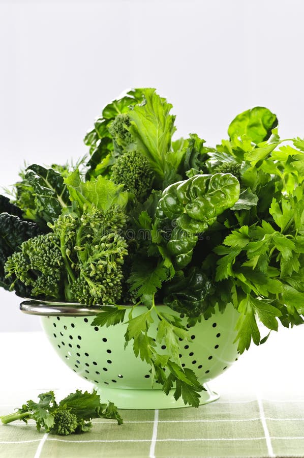 Dark Green Leafy Vegetables in Colander Stock Photo Image of healthy