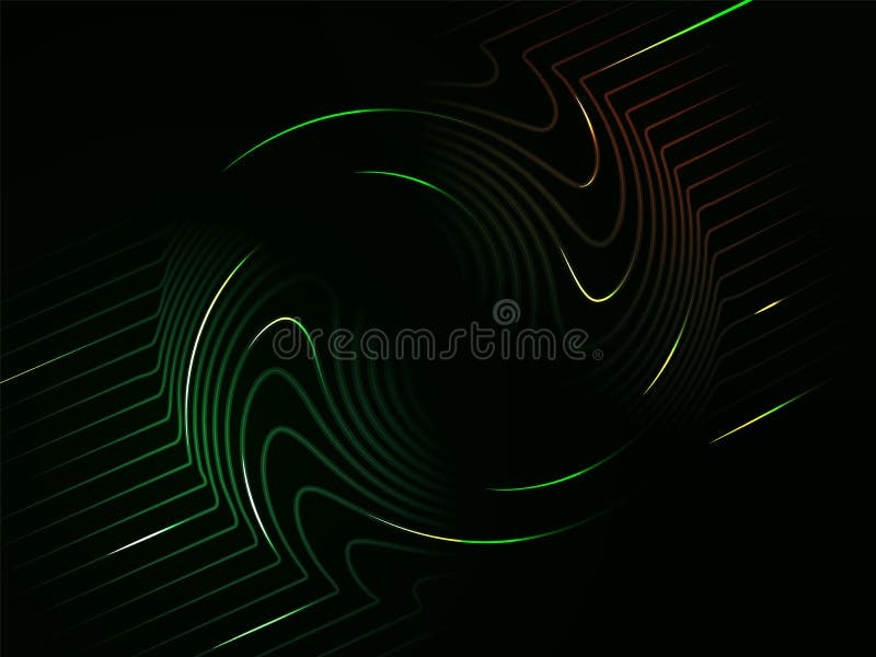Dark Green Neon Abstract Digital Swirl Wave Background Stock Vector