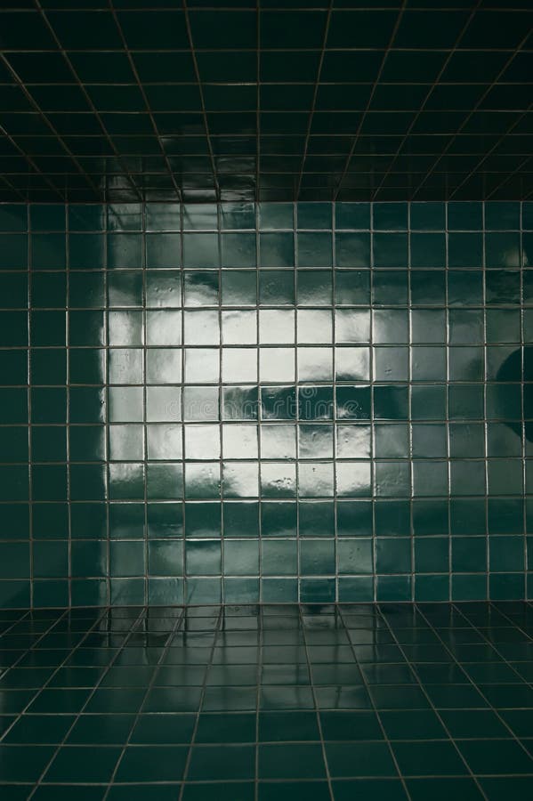 Dark Green Wall and Warm Electric Light, Interior Design Stock Image