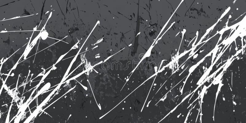 A dark grey background with streaks of white paint splattering across the canvas, creating an royalty free stock photo