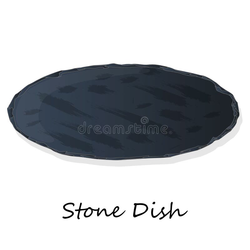 Dark Grey Black Slate Board for Dishes on White Background Stock