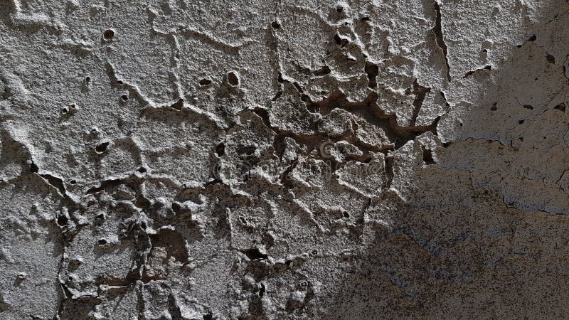 Dark grey cement wall with rippled and deep cracks royalty free stock photos