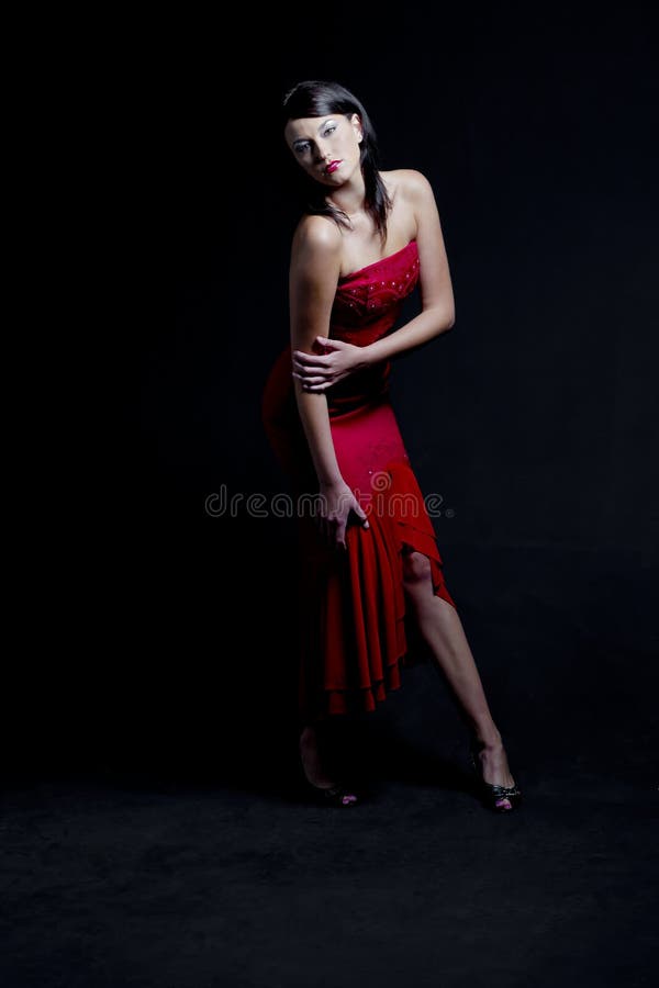 Woman in Red, Hair on Face, Beauty Fashion Sensual Model Stock Image ...