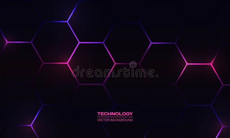 Dark Hexagon Gaming Abstract Vector Background with Blue and Pink Colored  Bright Flashes. Stock Vector - Illustration of blue, game: 209119629
