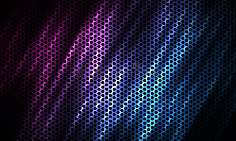Dark hexagon tech colorful sport background with carbon fiber. royalty free illustration