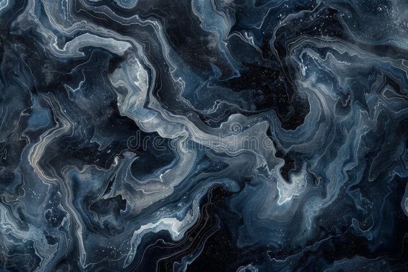 Dark and light marble swirls create a striking pattern resembling storm clouds in black and white, A marbled texture resembling a royalty free illustration