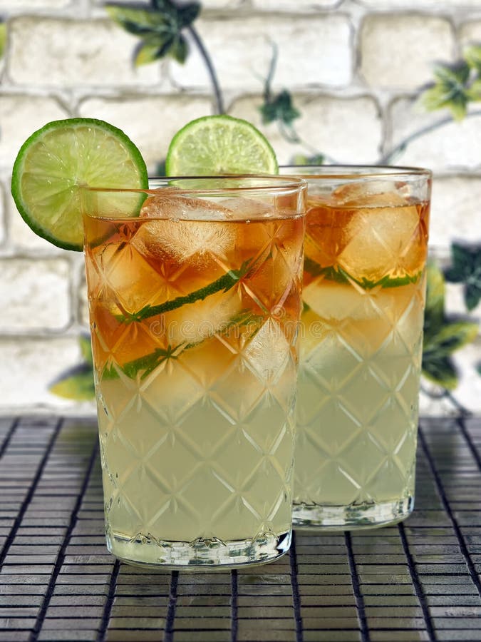 Dark And Stormy Cocktail With Ginger Ale And Rum Stock Image Image Of 